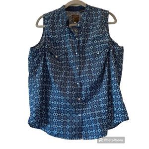Roper Wear Women’s Sleeveless Snap Button Up Top Shirt Size 2X